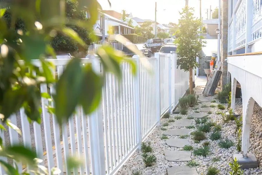 Established garden with fresh mulch